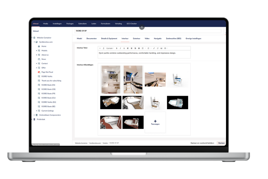 Beheer Website Umbraco Fjord Benelux Modellen