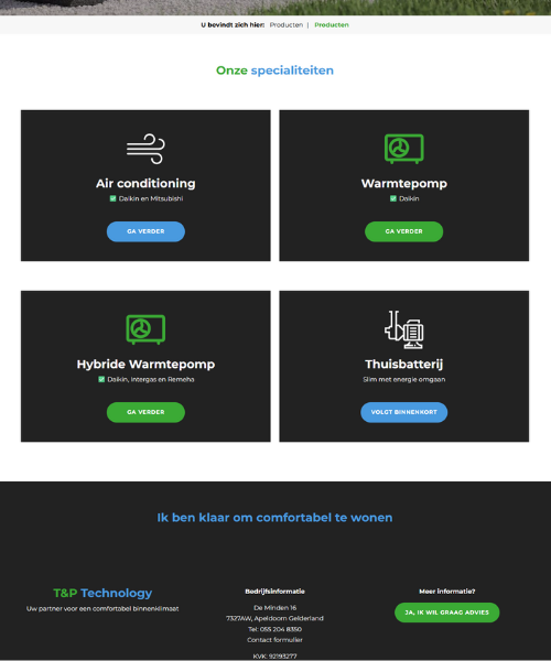 Gesegmenteerde Structuur Website T&P Technology