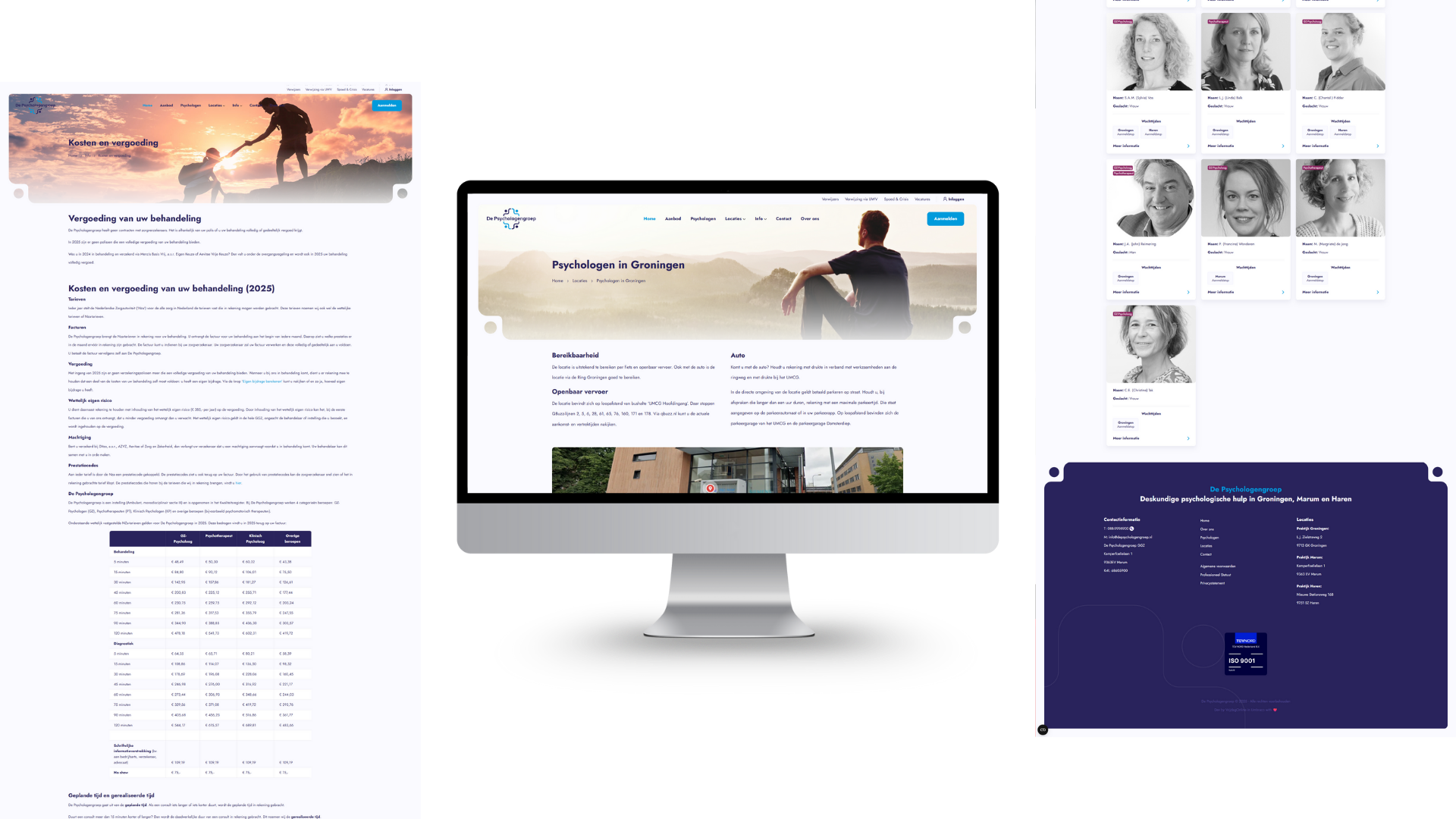 Overzicht Website Psychologengroep Umbraco Cms