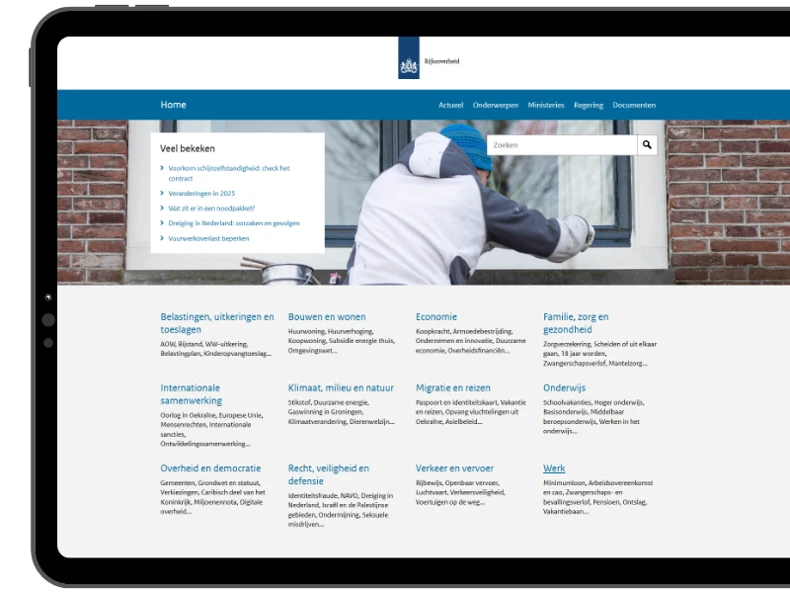 Website Rijksoverheid Nederland