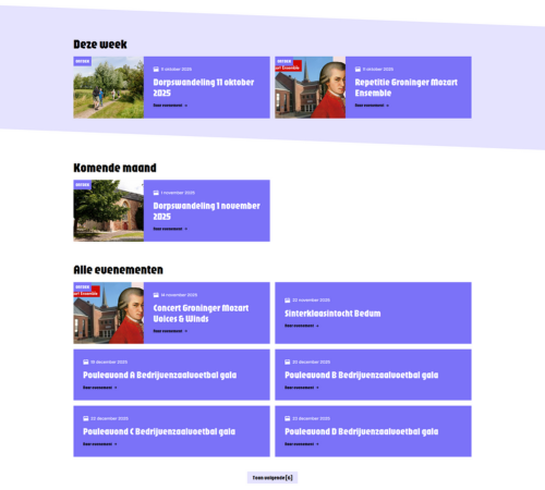 Centrale agenda en ondernemersprofielen op Beleef Bedum platform