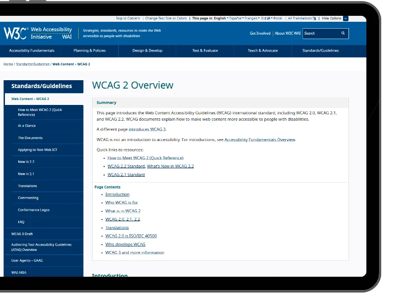 Website Web Content Accessibility Guidelines WCAG