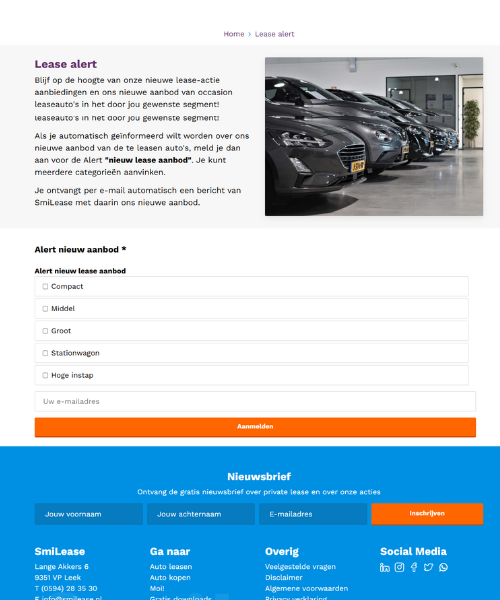 Aanbod Lease Alert Umbraco Website Smilease