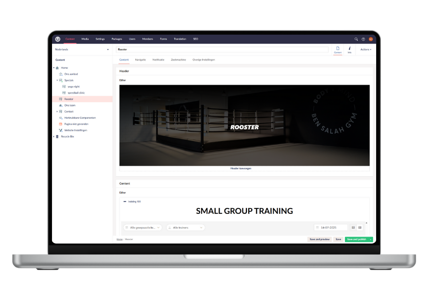 Umbraco Back End Body Mind Website Vrijdagonline