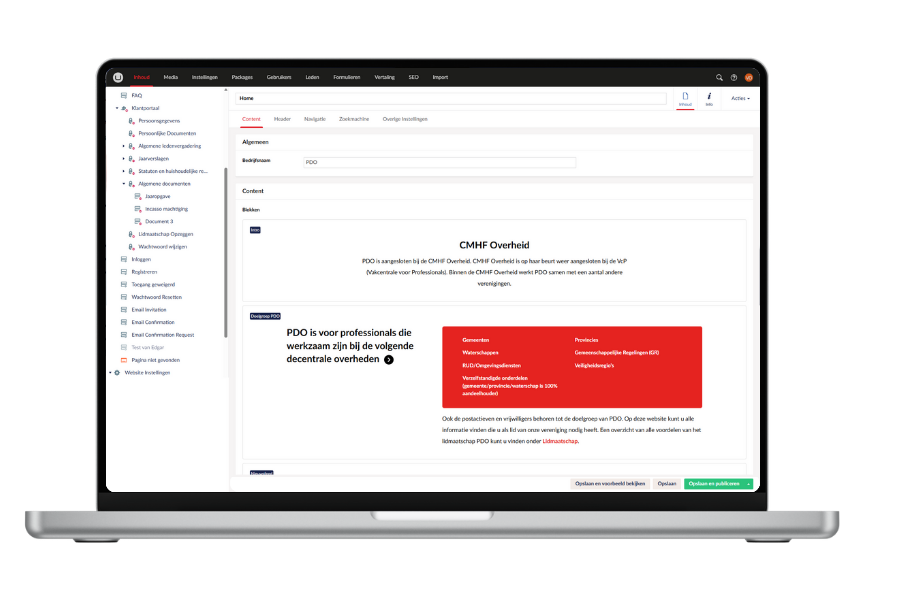 Portaal Umbraco Cms Website Overzicht Website Pdo Cmhf